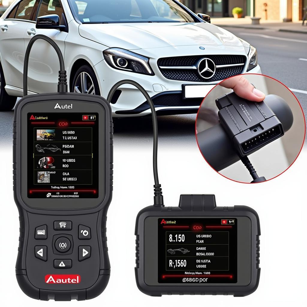 Autel Scanner Connected to Mercedes-Benz OBD2 Port