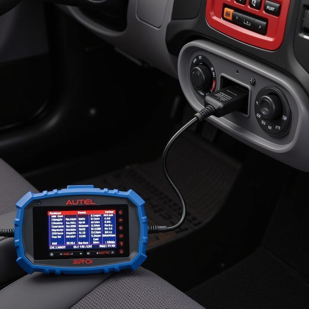 Autel Scanner Connected to OBD2 Port