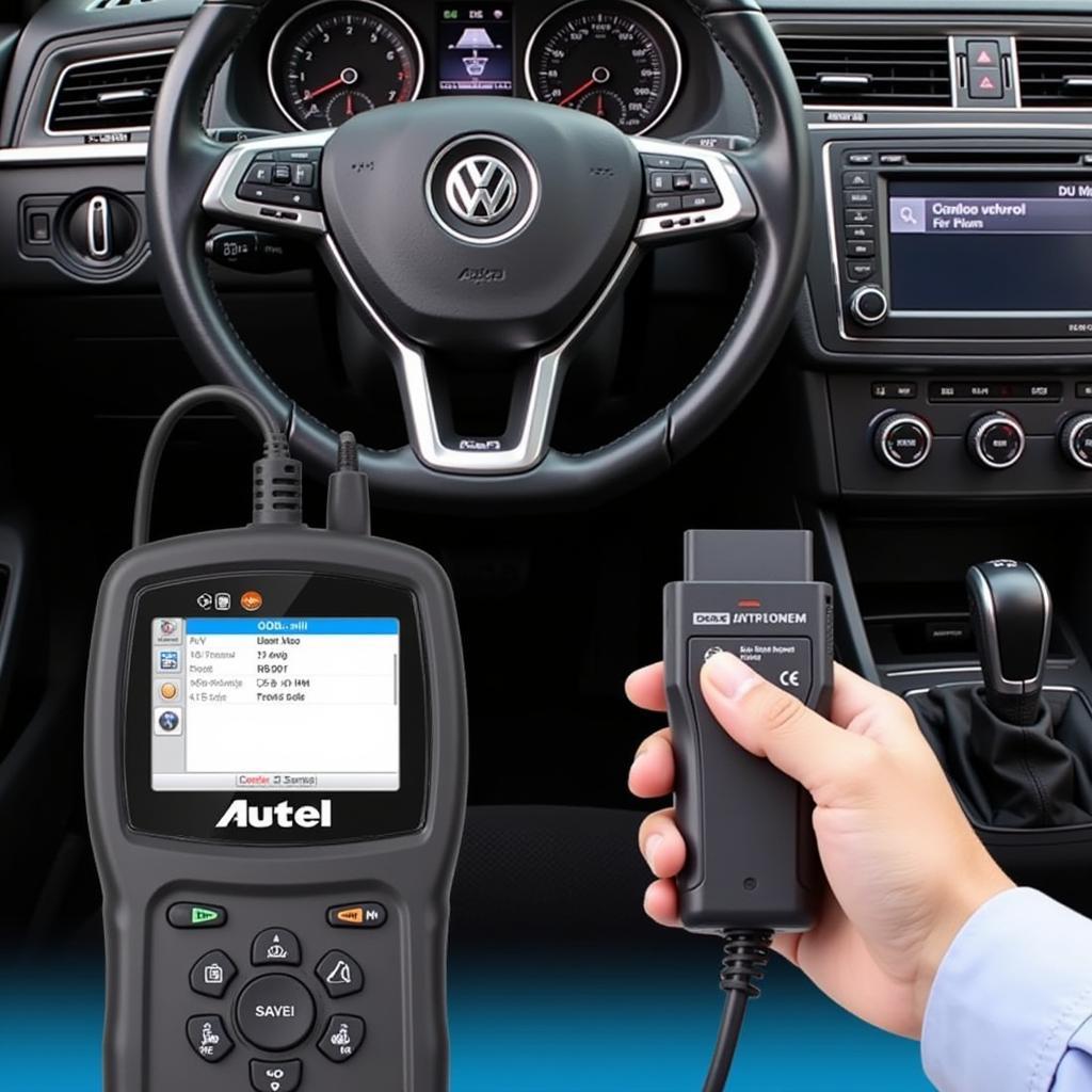 Autel Scanner Connected to VW OBD2 Port