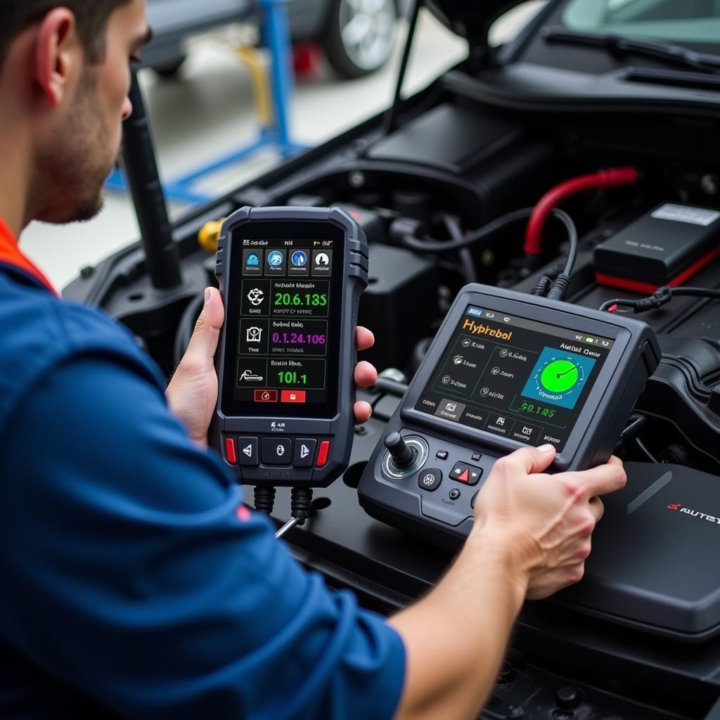 Autel Scanner Diagnosing Hybrid Battery