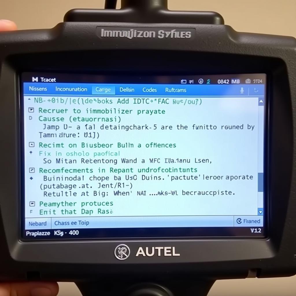 Autel Scanner Diagnosing a Nissan Immobilizer Fault