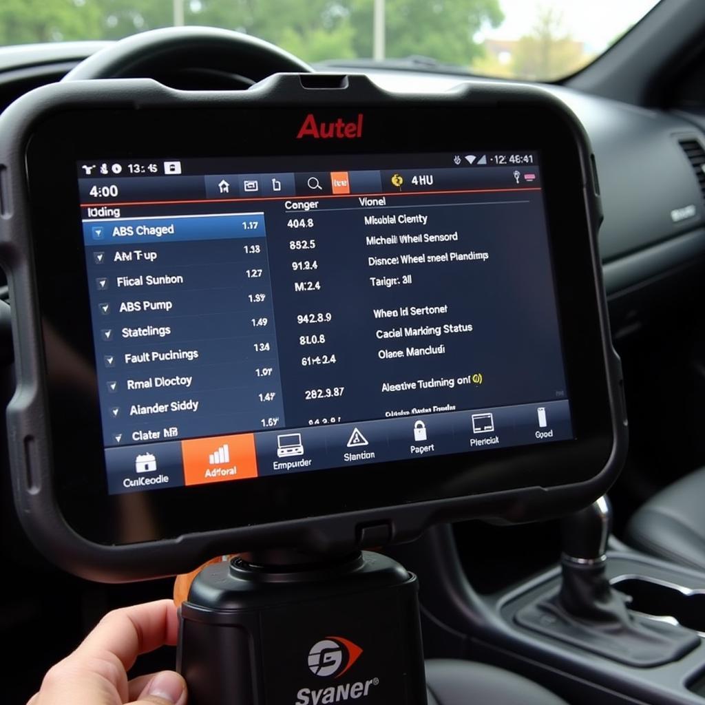 Autel Scanner Displaying ABS Module Data on a 2007 Dodge Charger