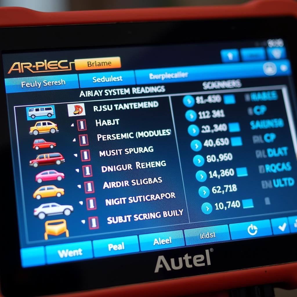 Autel Scanner Displaying Airbag System Data