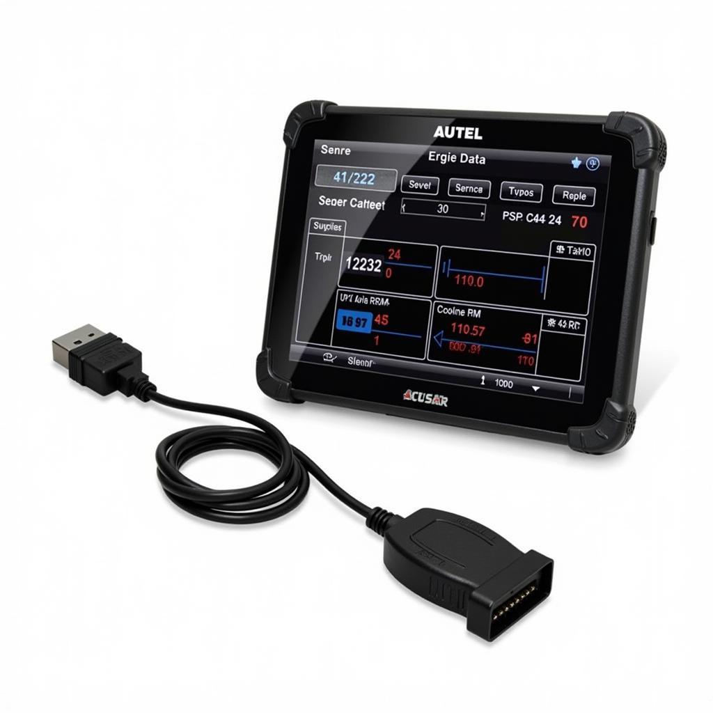 Autel scanner displaying diagnostic data from a Chrysler vehicle connected via the 12+8 cable