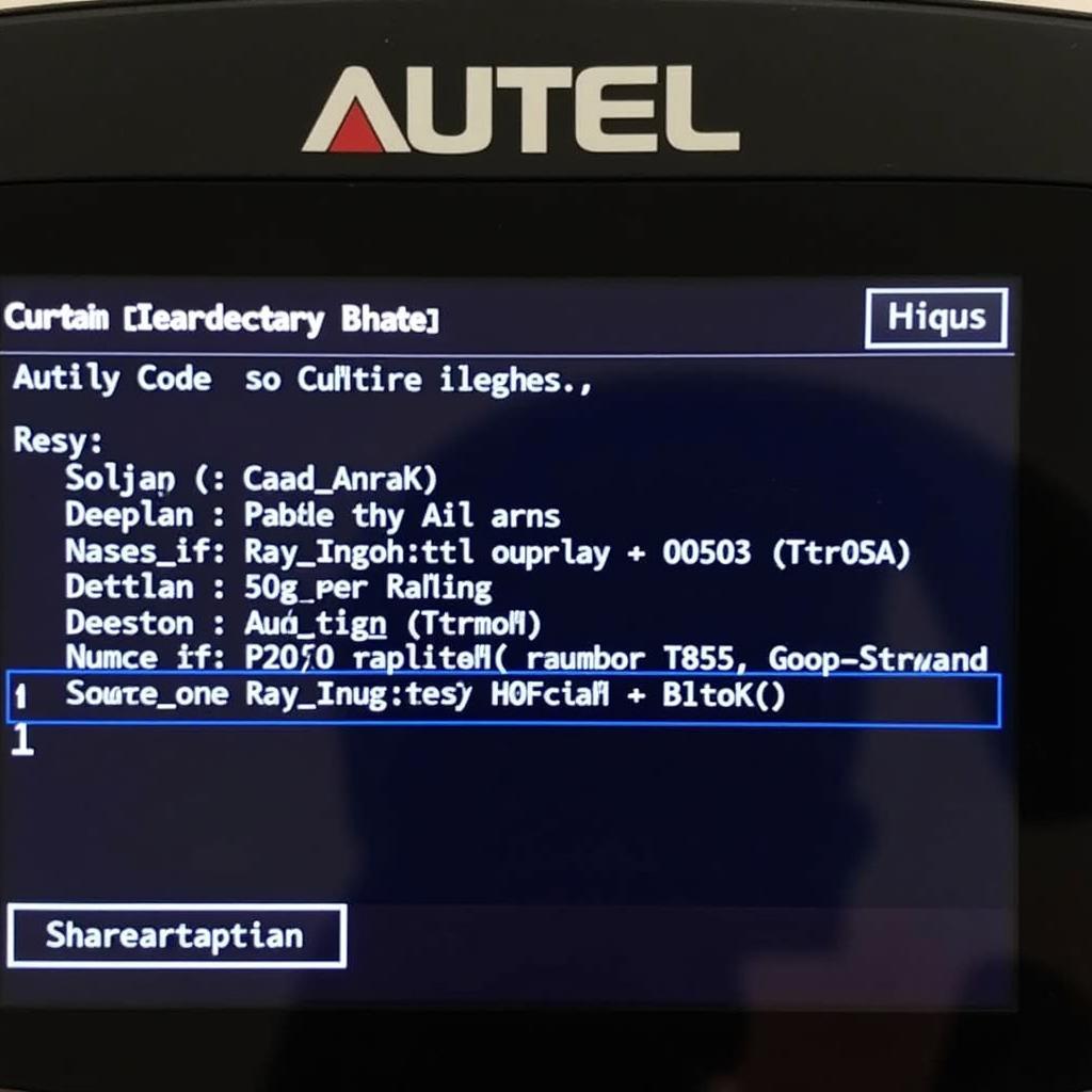 Autel Scanner Displaying Curtain Bag DTCs