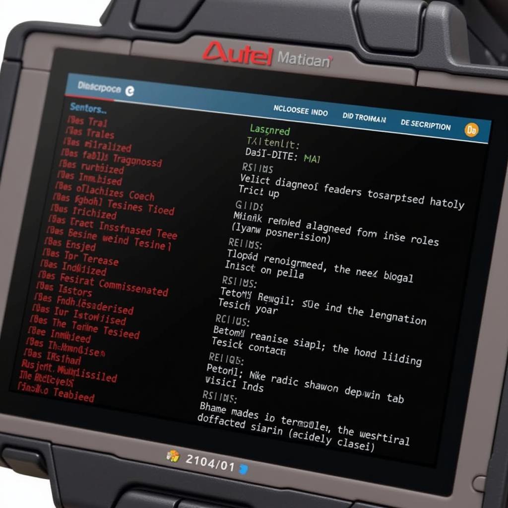 Autel scanner displaying diagnostic trouble codes