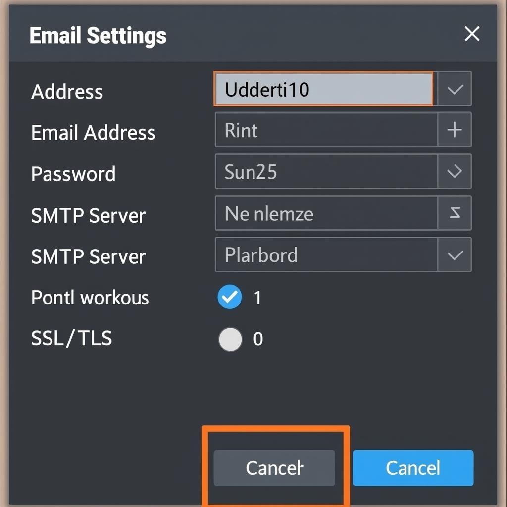 Autel Scanner Email Settings Screen