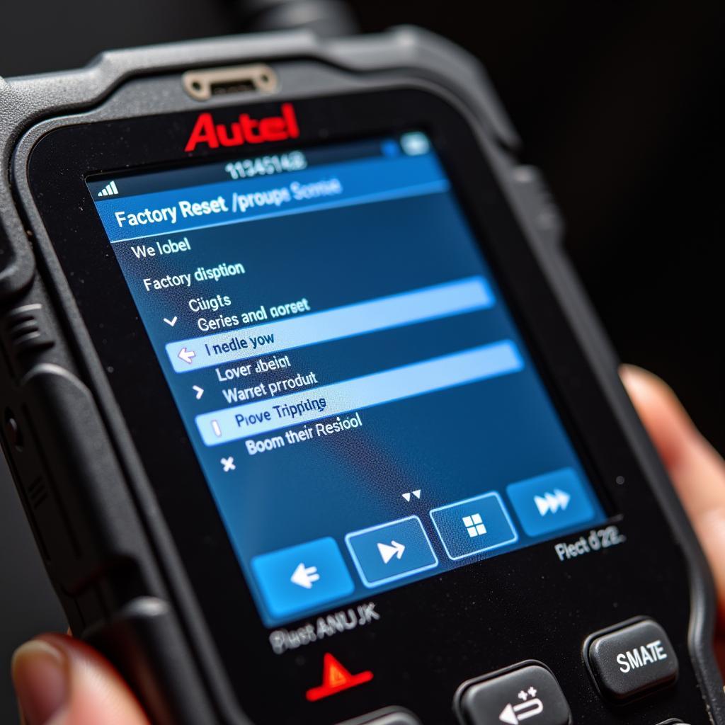 Performing a factory reset on an Autel diagnostic scanner