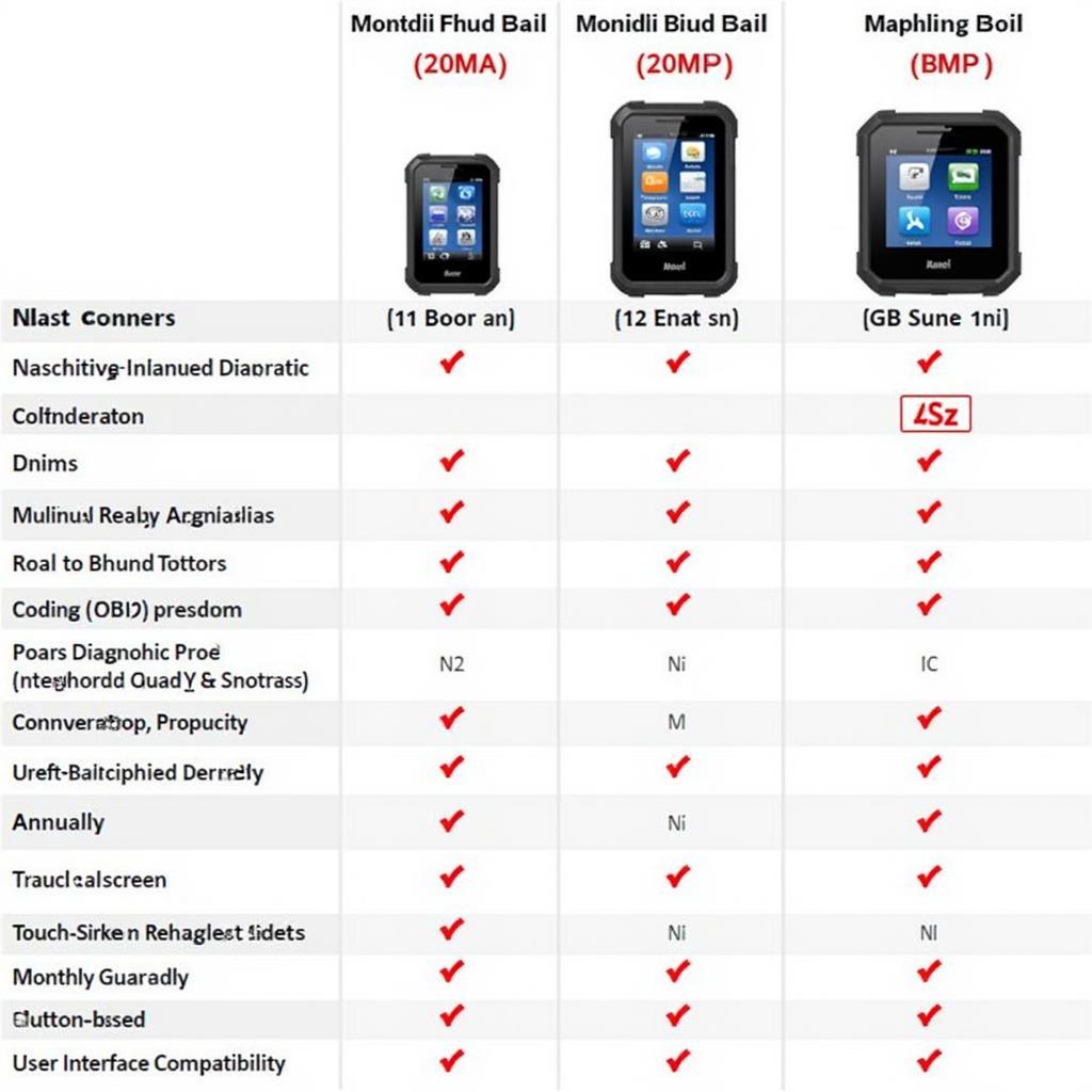 Autel Scanner Features Comparison Chart