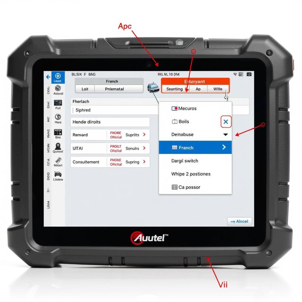 Autel Scanner French English Interface