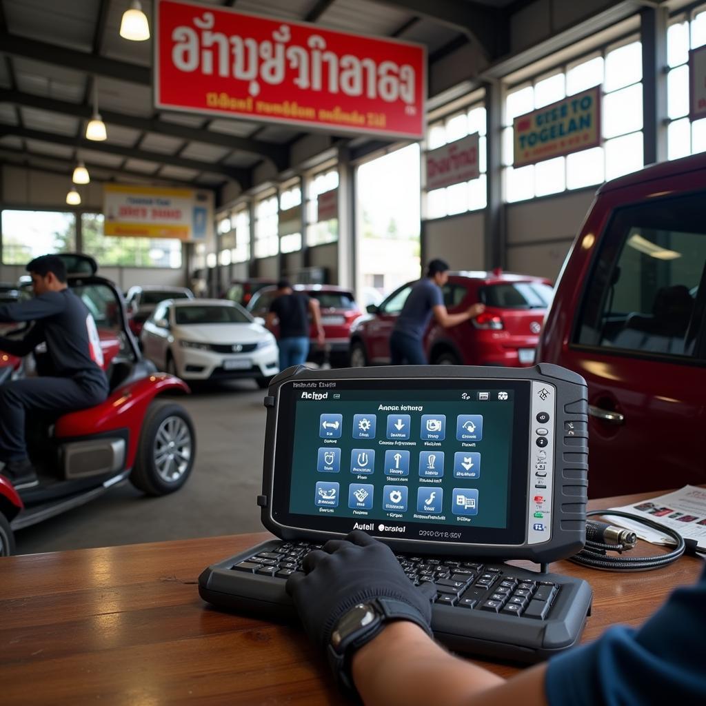 Autel Scanner in a Cambodian Workshop