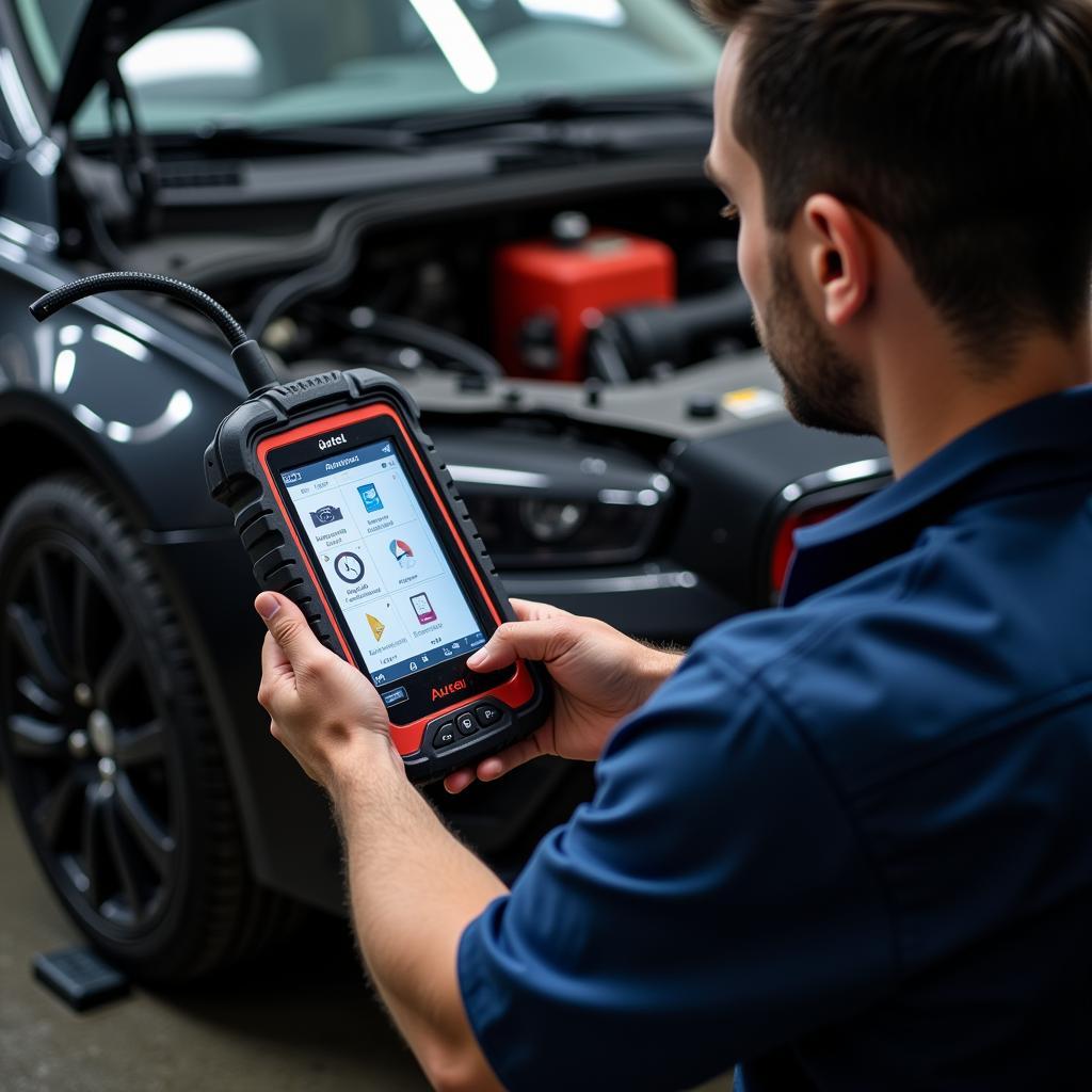 Mechanic Using Autel Scanner