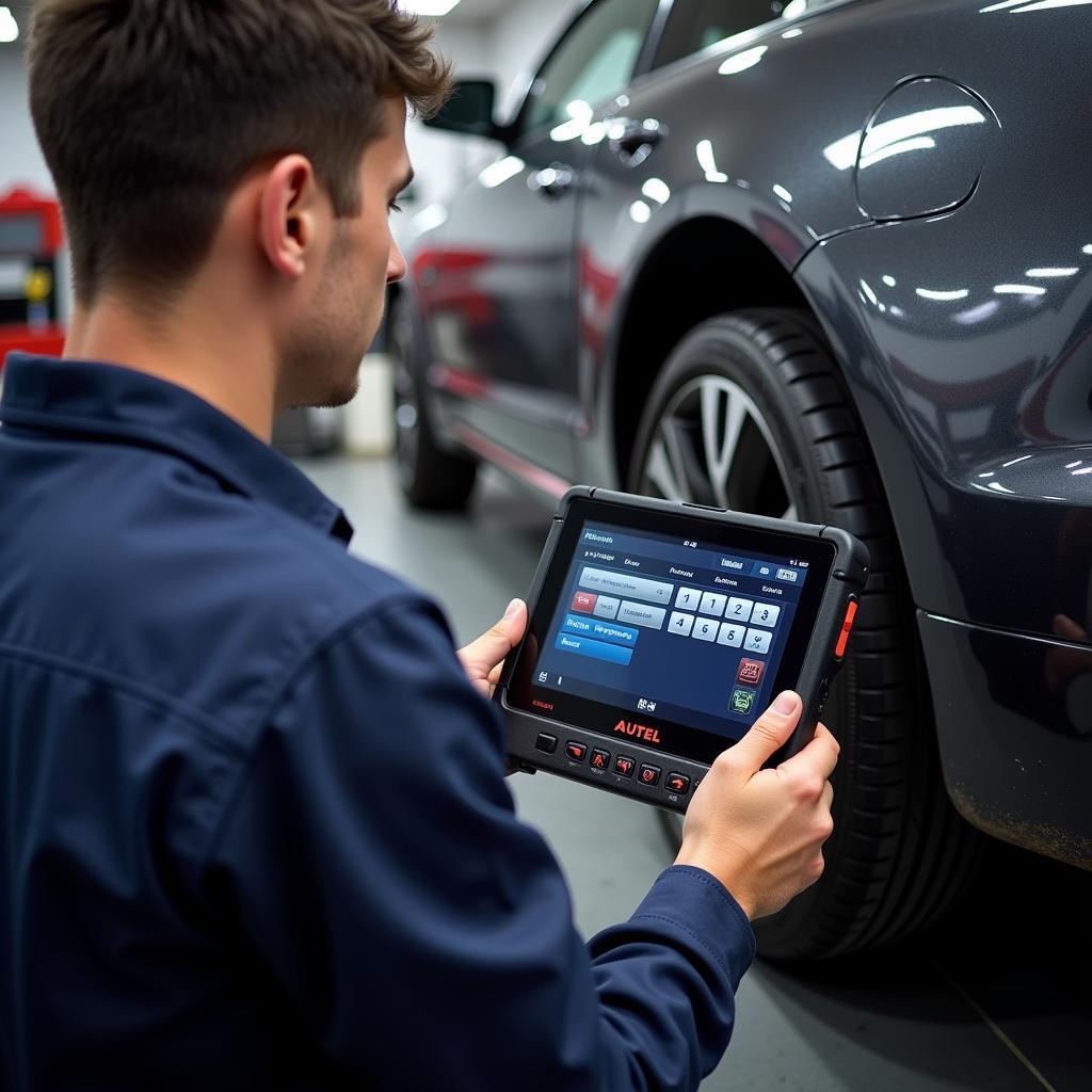 Autel Scanner in Use at a Repair Shop