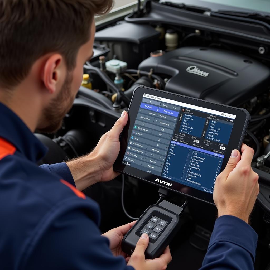 Mechanic Using Autel Scanner