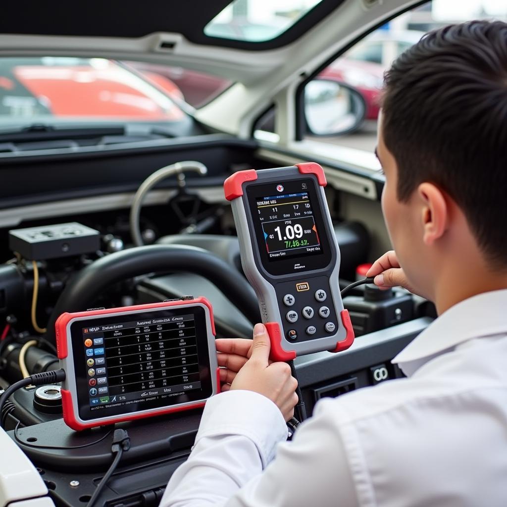 Autel Scanner Performing Diagnostics