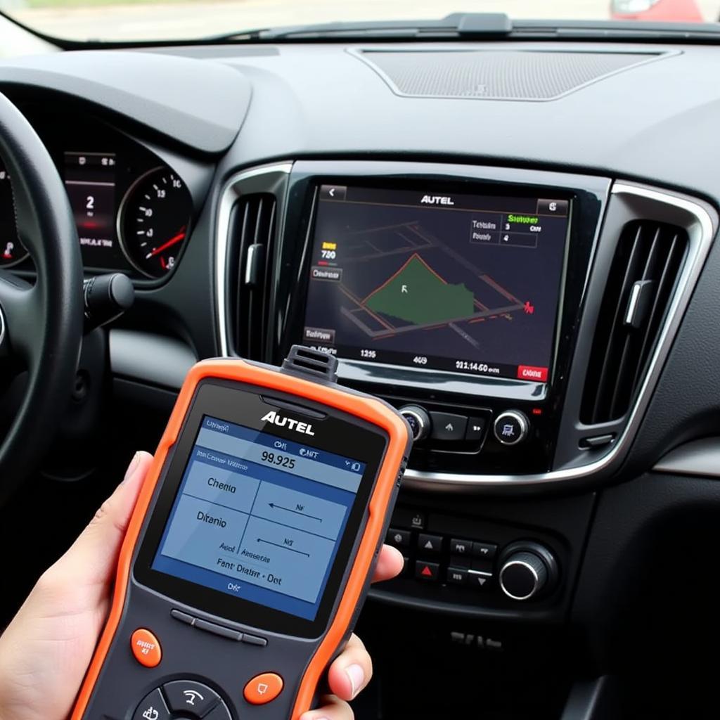 Autel Scanner Performing Diagnostics on a Car