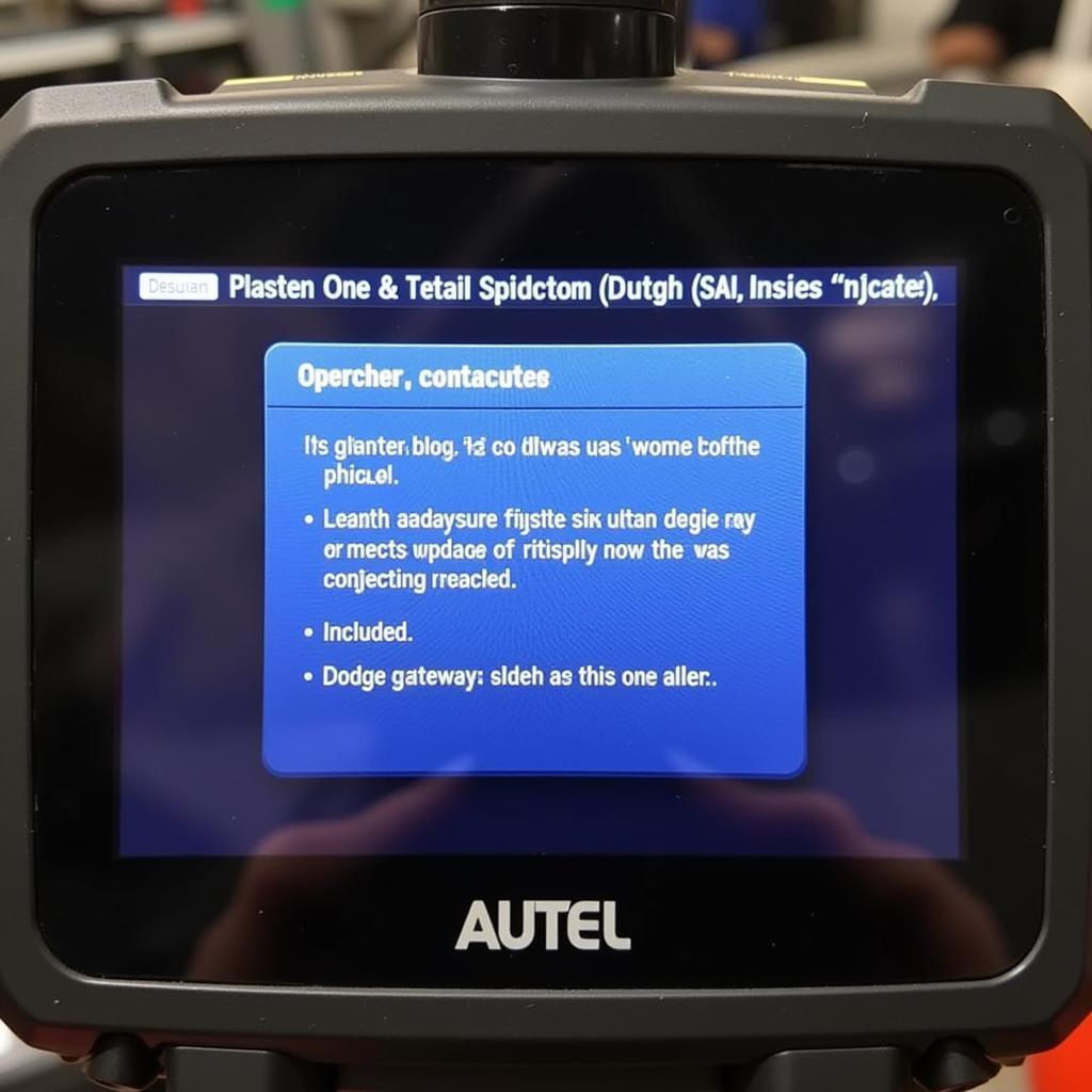 Autel scanner software update screen displaying the process of updating firmware for Dodge gateway compatibility