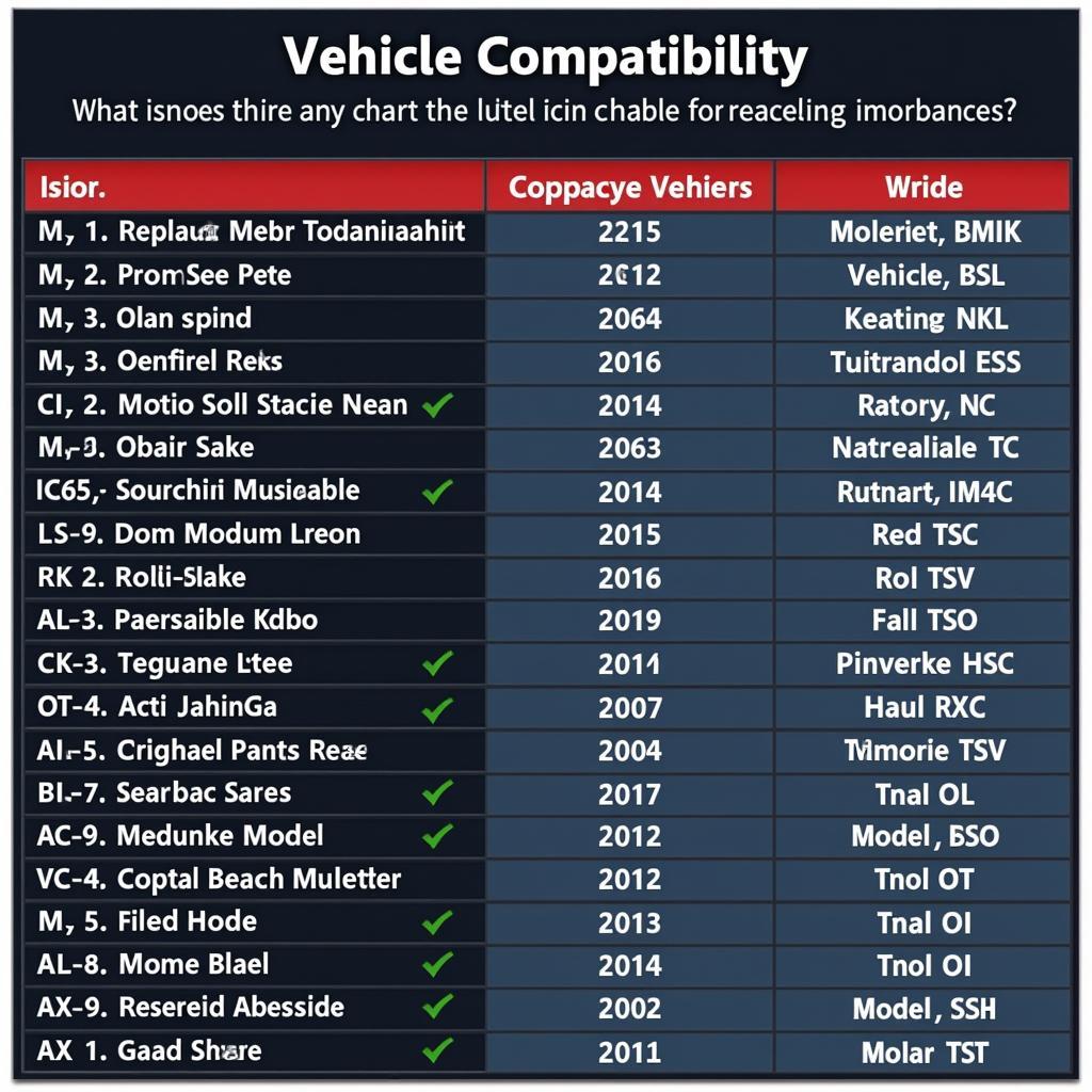 Autel Scanner Vehicle Compatibility Chart