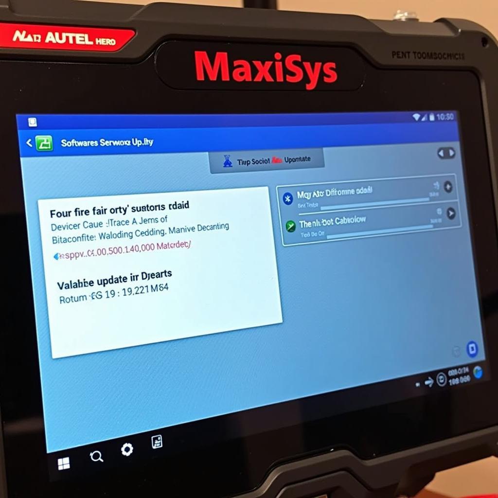 Autel Software Update Screen on MaxiSys