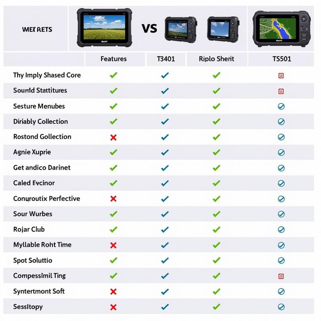 Autel TS401 and TS501 Comparison Chart