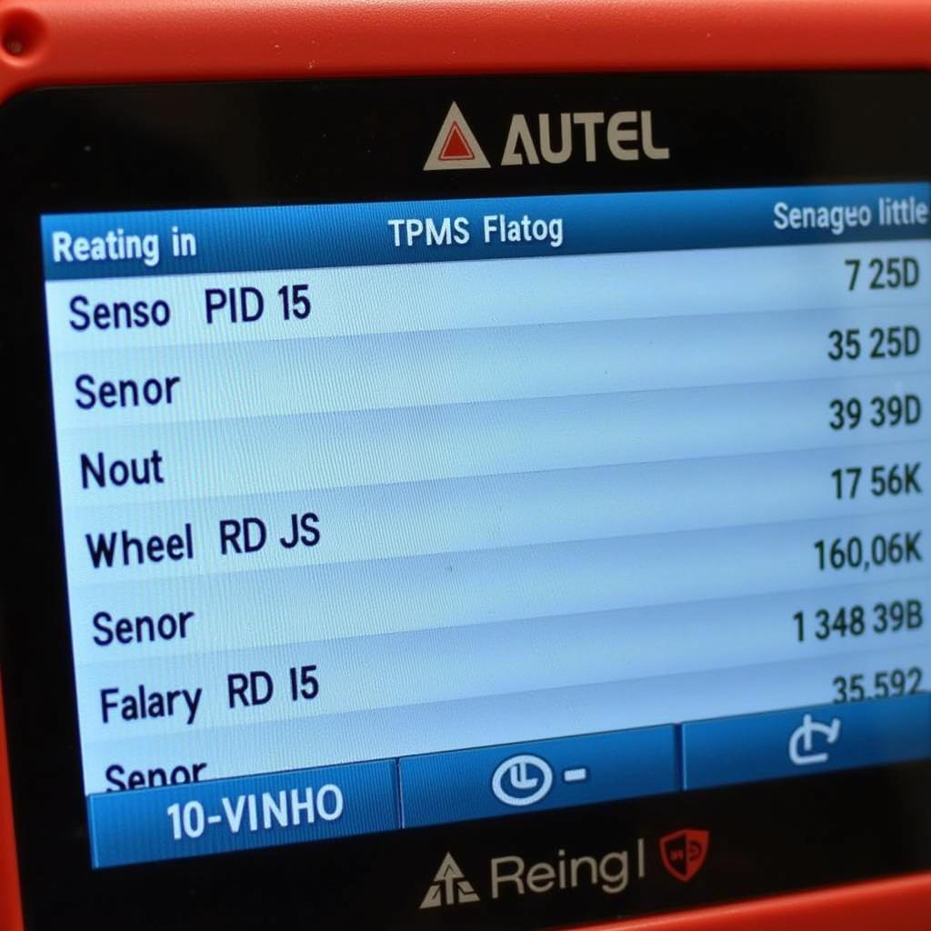 Autel TS501 MaxiTPMS Display Showing TPMS Data