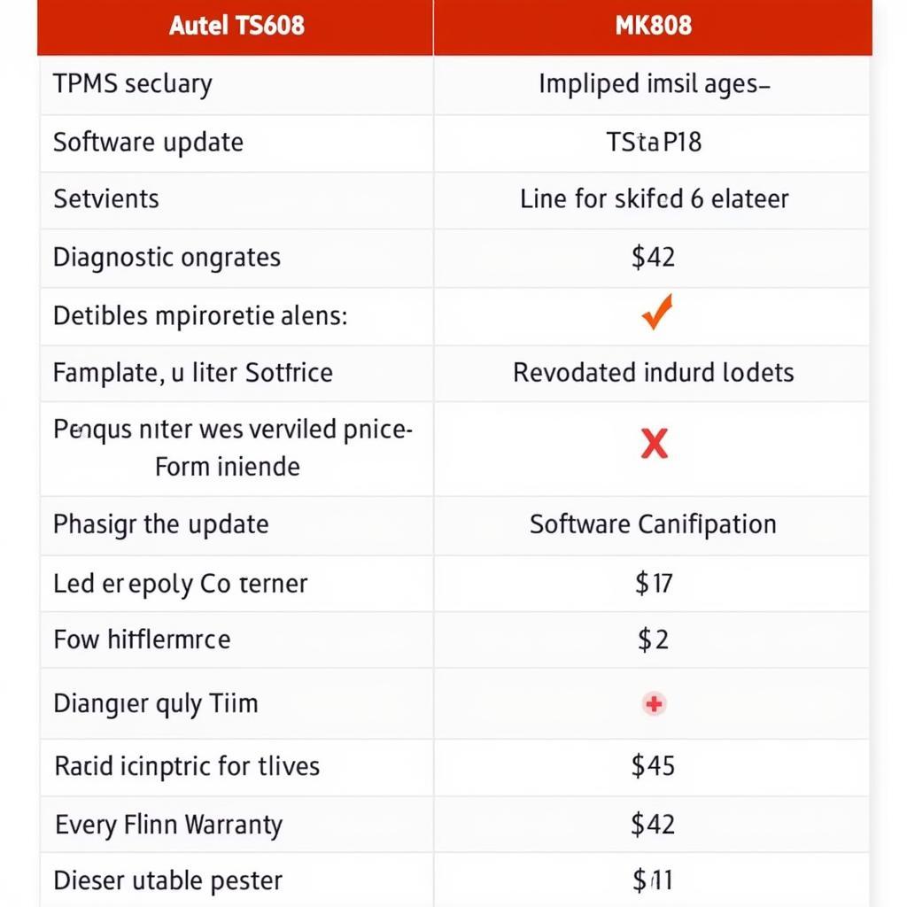 Autel TS608 vs. MK808 Comparison Chart