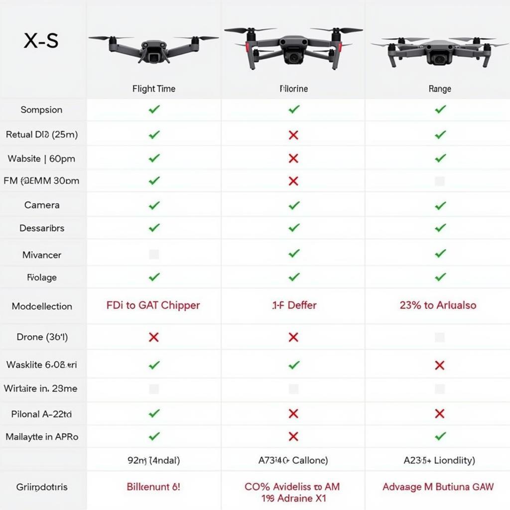 Autel X-S vs DJI Drone Comparison Chart