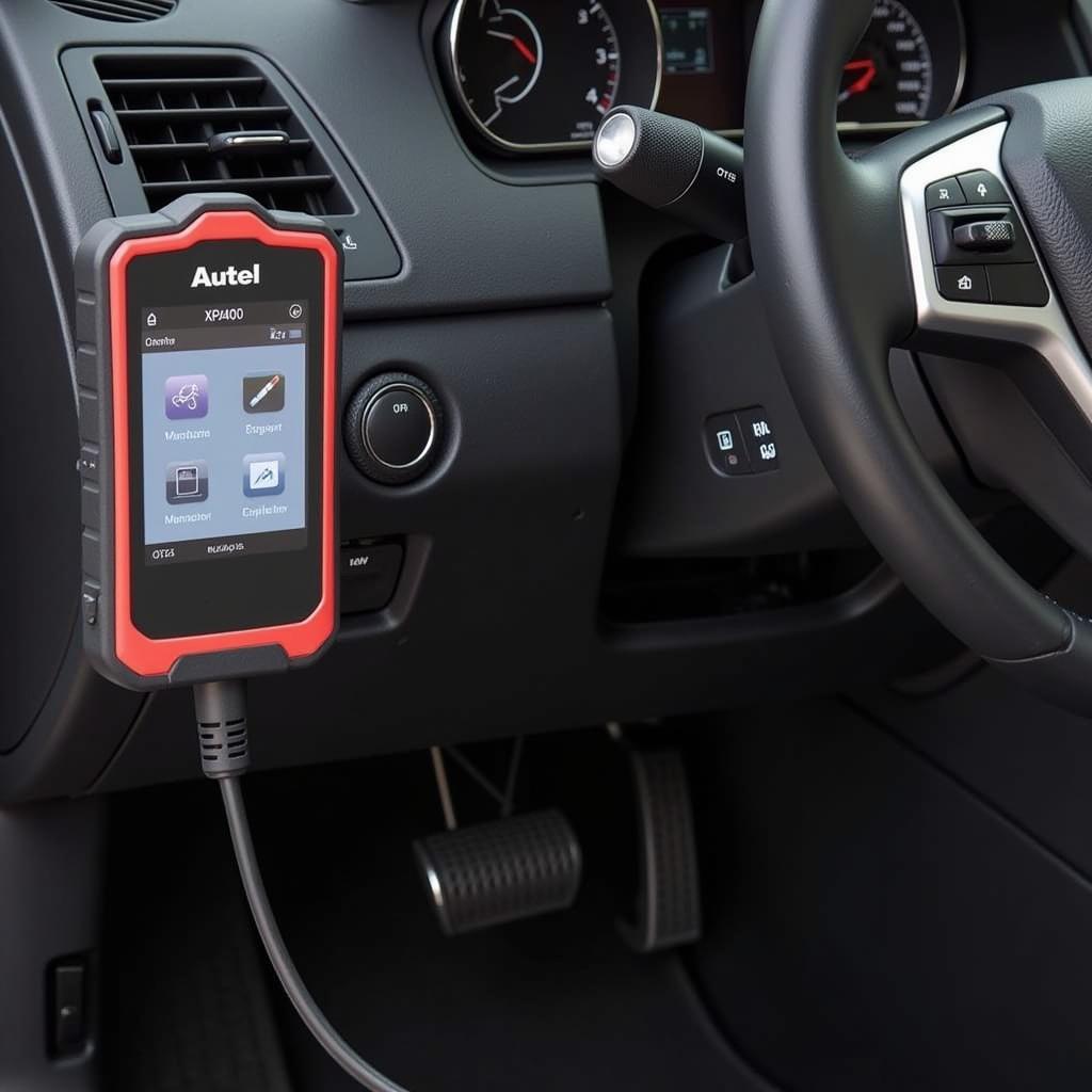 Autel XP400 Connected to a Vehicle's OBD-II Port