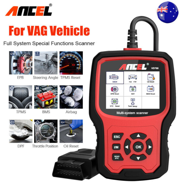 Auto Full System OBD2 Diagnostic Scanner ABS TPMS Oil SRS EPB Reset ANCEL VD700 - Image 2