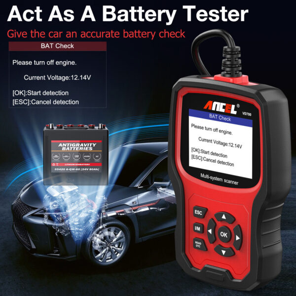 Auto Full System OBD2 Diagnostic Scanner ABS TPMS Oil SRS EPB Reset ANCEL VD700 - Image 5