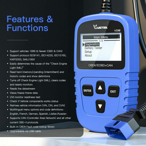 Auto OBD2 Scanner Check Engine Light Fault Code Reader Live Data Diagnostic Tool - Image 4