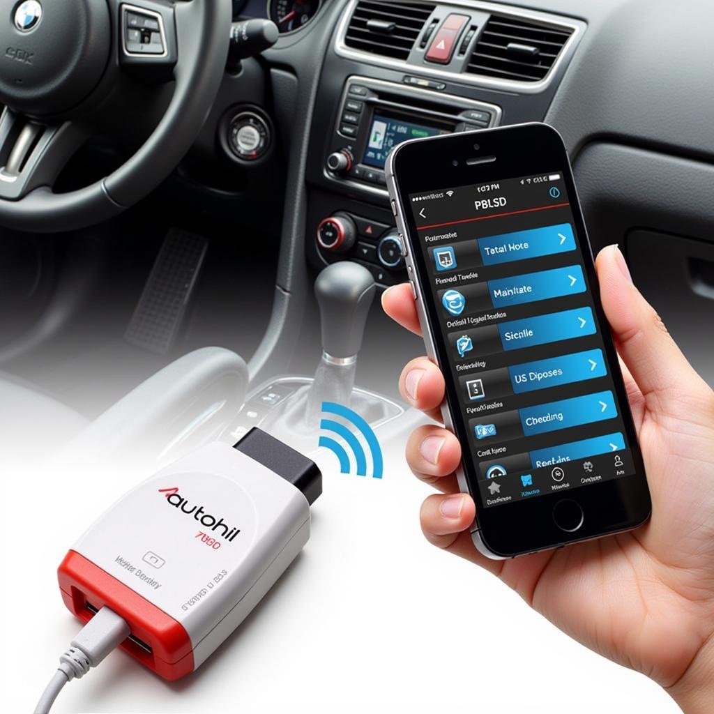 Autohil AXW OBD2 WiFi Scanner Connected to Smartphone