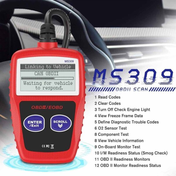 Automotive Code Reader MS309 OBD2 Scanner Car Check Engine Fault Diagnostic Tool - Image 2