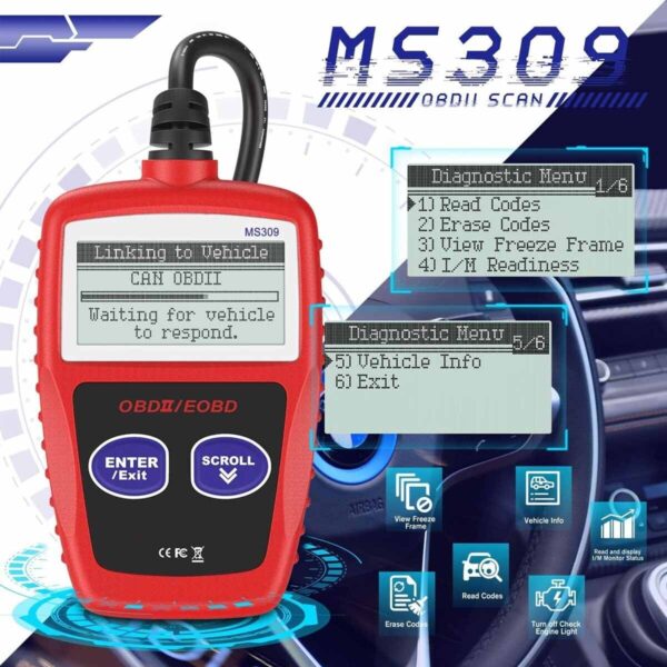 Automotive Code Reader MS309 OBD2 Scanner Car Check Engine Fault Diagnostic Tool - Image 3