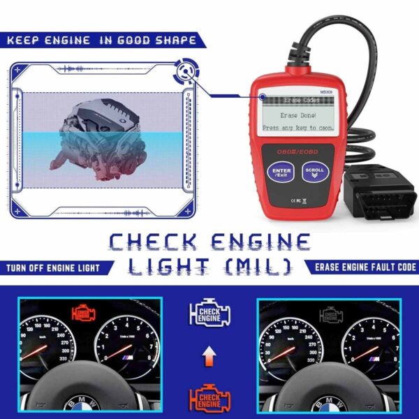 Automotive Code Reader MS309 OBD2 Scanner Car Check Engine Fault Diagnostic Tool - Image 4