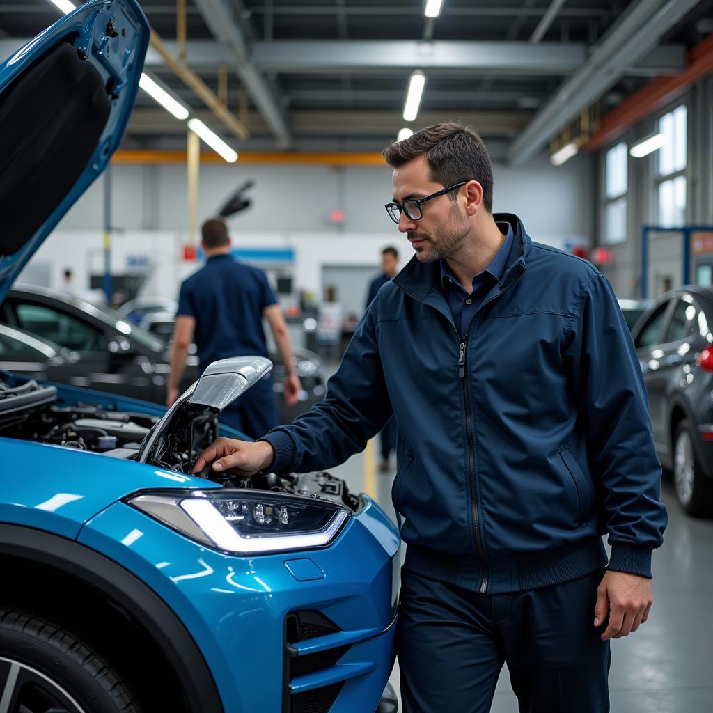 Automotive Engineer Working on Electric Vehicle