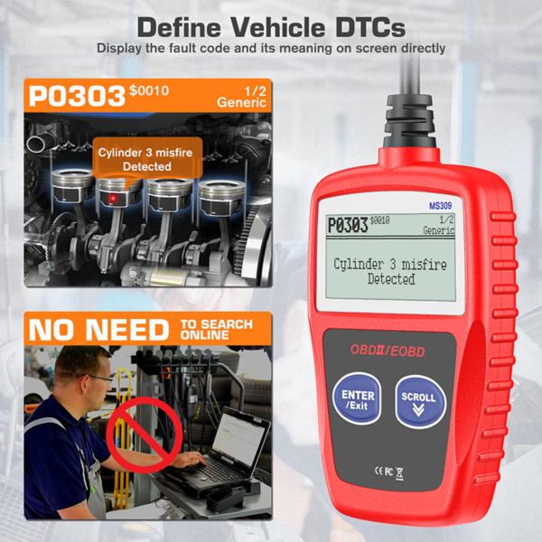 Automotive OBD Code Reader OBD2 Scanner Car Check Car Detector Diagnostic Tool - Image 3