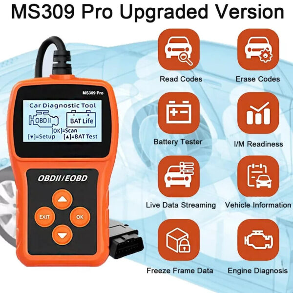 Automotive OBD2 Scanner Fault Code Reader Check Engine Diagnostic Tool MS309 Pro - Image 2