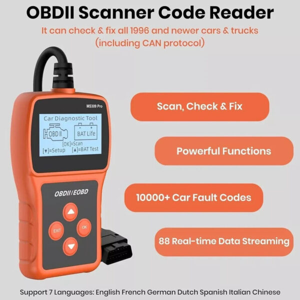 Automotive OBD2 Scanner Fault Code Reader Check Engine Diagnostic Tool MS309 Pro - Image 4