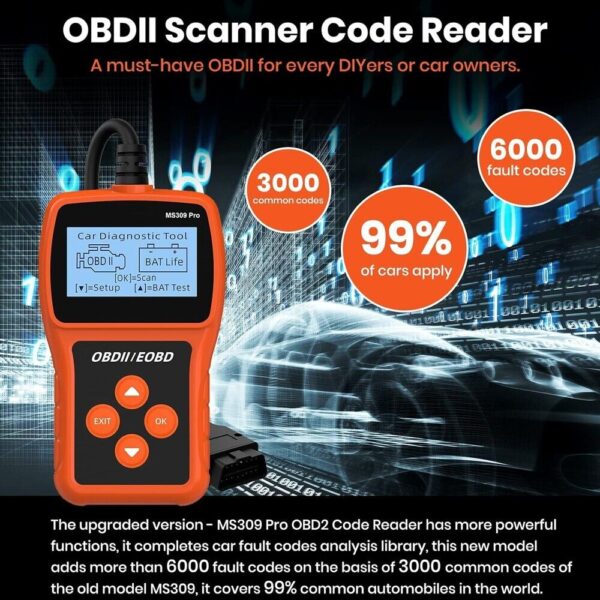 Automotive OBD2 Scanner Fault Code Reader Check Engine Diagnostic Tool MS309 Pro - Image 2