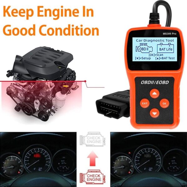 Automotive OBD2 Scanner Fault Code Reader Check Engine Diagnostic Tool MS309 Pro - Image 6