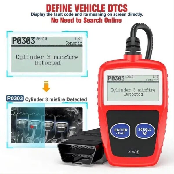 Automotive OBD2 Scanner OBD Code Reader Car Diagnostic Tool Check Engine Fault - Image 2