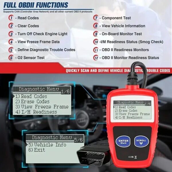 Automotive OBD2 Scanner OBD Code Reader Car Diagnostic Tool Check Engine Fault - Image 6