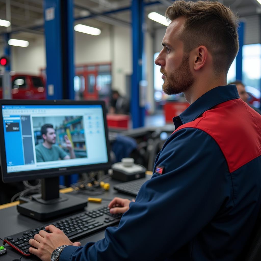 Technician Attending Training on New Diagnostic Technology