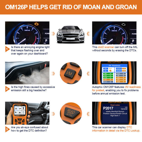 Autophix OBD2 Scanner OM126P Check Engine Code Reader Car Diagnostic Tool - Image 3