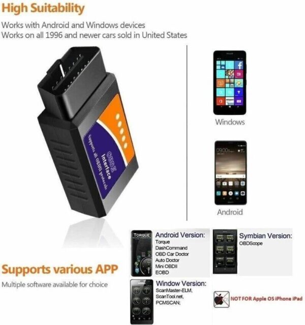 Bluetooth Compatible OBD2 OBDII Car Diagnostic Scanner Auto Fault Code Reader - Image 5