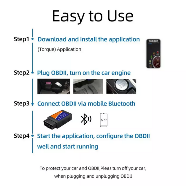 Bluetooth OBD2 OBDII Car Diagnostic Scanner Auto Fault Code Reader ELM327 - Image 2