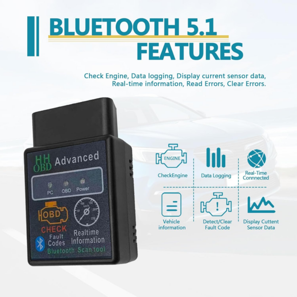 Bluetooth OBD2 Wireless Scanner Diagnostic Tool, Vehicle Code Reader for Car - Image 3