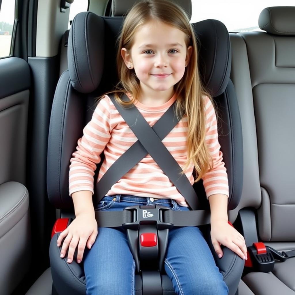 Forward-facing booster seat with seatbelt