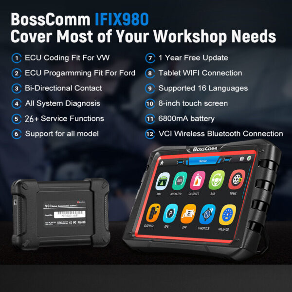 BossComm IFIX980 OBD2 Scanner Bidirectional Car Code Reader Coding Programming - Image 3